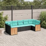 vidaXL Salon de jardin 7 Pièces avec coussins noir résine tressée