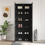 vidaXL Cabinet à chaussures Noir 80 x 35.5 x 180 cm Bois d'ingénierie