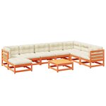 vidaXL Salon de jardin 9 Pièces avec coussins marron cire bois pin massif