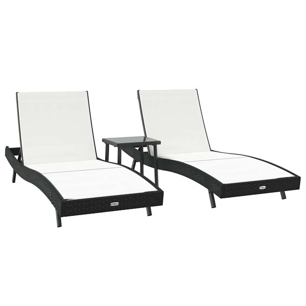 vidaXL Transat 3 pc polyrotin Noir et Blanc