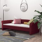 vidaXL Lit avec éclairage USB Rouge bordeaux Tissu 90x200 cm