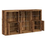 vidaXL Buffet avec lumières LED Bois vieilli 181.5x37x100 cm Bois d'ingénierie