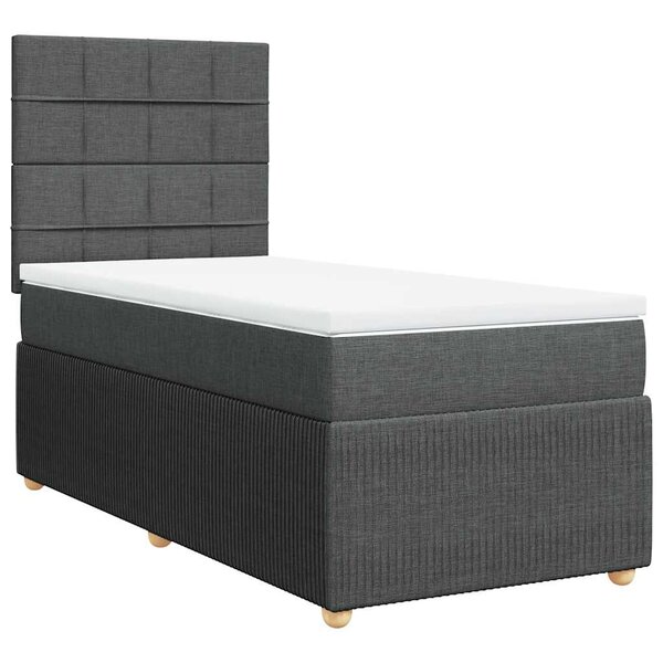 vidaXL Sommier à lattes de lit et matelas Gris foncé 90x190 cm Tissu