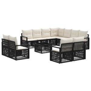 vidaXL Ensemble de canapé de jardin 12 pc Noir polyrotin