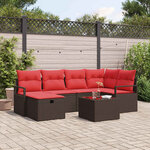 vidaXL Ensemble de Canapés 7 Pièces Marron et rouge polyrotin