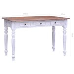 vidaXL Bureau avec tiroirs blanc 117x57x75 cm bois d'acajou massif