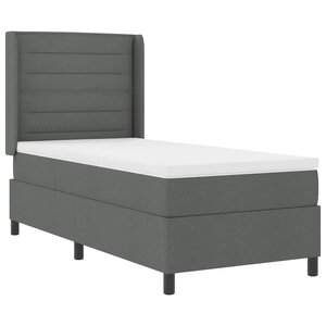 vidaXL Lit à ressort LED avec matelas Gris foncé 90 x 190 cm tissu