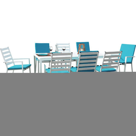 Table et fauteuils en aluminium 8 personnes opal blanc