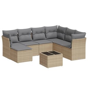 vidaXL Salon de jardin avec coussins 8 Pièces beige résine tressée