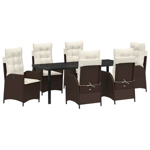 vidaXL Ensemble de salle à manger pour jardin 7 pc Marron polyrotin