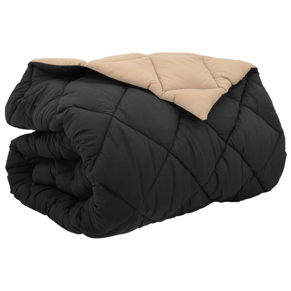 vidaXL Duvet d'hiver Noir et Taupe 200 x 200 cm Microfibre