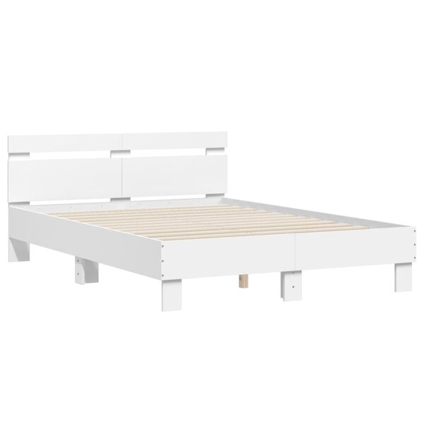 vidaXL Cadre de lit avec tête de lit blanc 120x200cm bois d'ingénierie