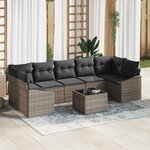 vidaXL Ensemble de canapé de jardin Manuel 8 Pièces Gris 55 x 55 x 37 cm