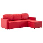 vidaXL Canapé-lit modulaire 3 places Rouge Similicuir
