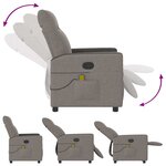 vidaXL Fauteuil de massage inclinable Taupe Tissu