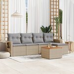 vidaXL Salon de jardin avec coussins 6 Pièces beige résine tressée