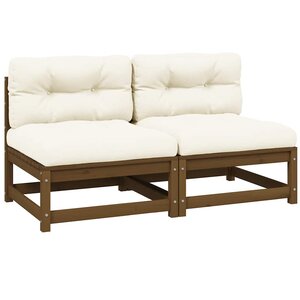 vidaXL Canapés centraux de jardin avec coussins crème 2 Pièces