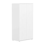 Flexa SAGA Armoire 2 portes a facades rainurees Blanche Boutons metalliques blancs