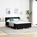 vidaXL Lit à ressorts avec matelas Noir 140 x 200 cm tissu
