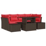 vidaXL Ensemble de Canapés 7 Pièces Marron et rouge polyrotin
