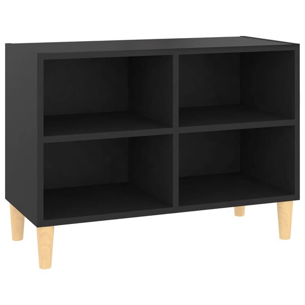 vidaXL Meuble TV avec pieds en bois massif Noir 69 5x30x50 cm