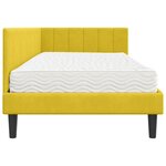 vidaXL Cadre de lit d'angle avec matelas Jaune 90 x 190 cm Velours