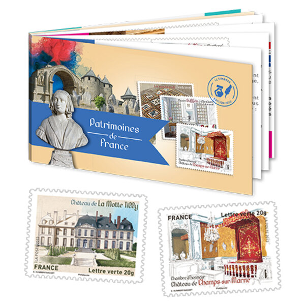 Carnet - Patrimoine de France - 12 timbres autocollants