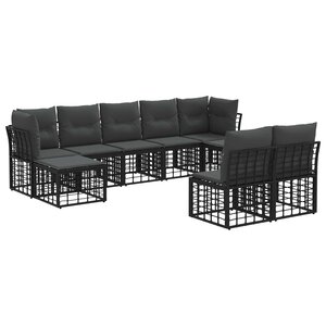 vidaXL Ensemble de canapés d'extérieur Noir et Gris foncé Polyester