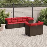 vidaXL Salon de jardin avec coussins 7 Pièces marron résine tressée