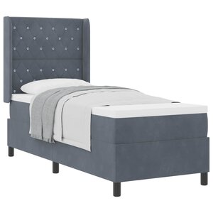 vidaXL Lit à ressorts avec matelas Gris foncé 80 x 200 cm Velours