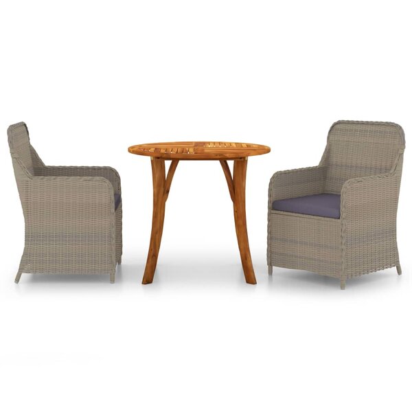 vidaXL Ensemble de salle à manger de jardin 3 Pièces Marron