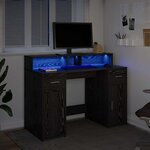 vidaXL Bureau avec porte Chêne noir 120 x 55 x 91 cm Bois d'ingénierie
