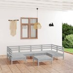 vidaXL Salon de jardin 7 Pièces Blanc Bois de pin massif