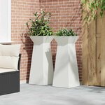 vidaXL Piliers de jardin   2 pièces avec bol blanc  dimensions 40x40x100 cm  en acier.