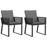 vidaXL Chaises de jardin avec coussins lot de 2 noir résine tressée