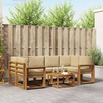 vidaXL Ensemble de canapés d'extérieur 7 Pièces Naturel et Beige