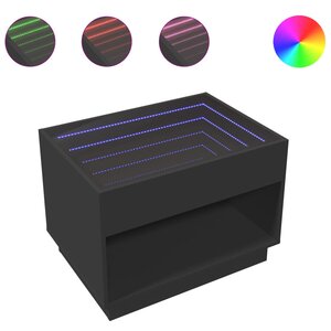vidaXL Table basse avec LED infini noir 70x50x50 cm