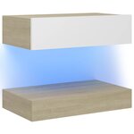 vidaXL Meubles TV avec LED 2 Pièces Blanc et chêne sonoma 60x35 cm