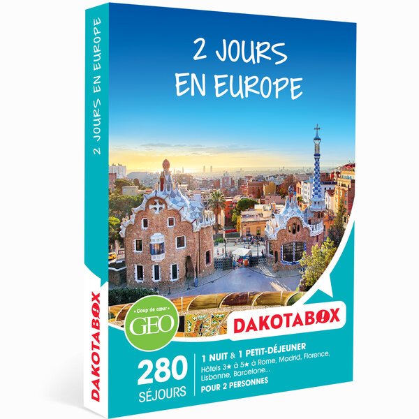 DAKOTABOX - Coffret Cadeau - 2 Jours en Europe - À choisir parmi 280 séjours en hôtels 3 à 5* dans les plus grandes villes d'Europe