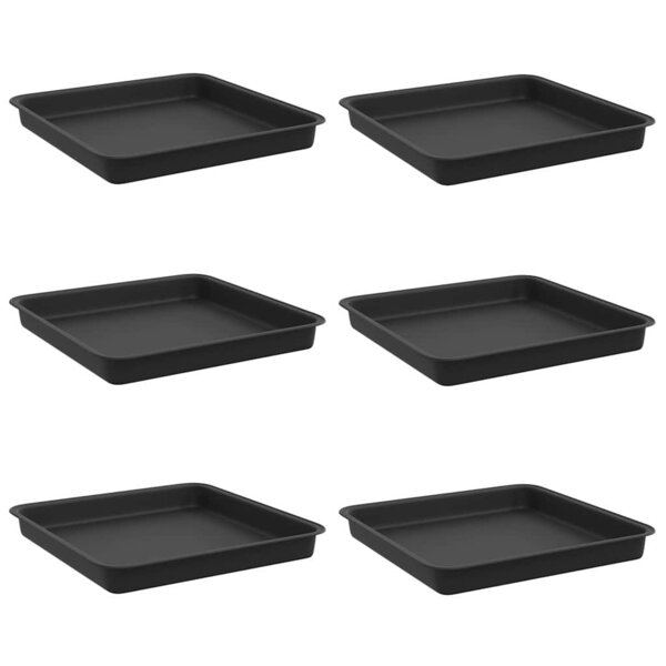 vidaXL Plateau carré à fleurs 6 pc Noir 18 x 18 x 2 cm Plastique
