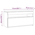 vidaXL Meuble TV avec lumières LED Gris béton 75x35x40 cm