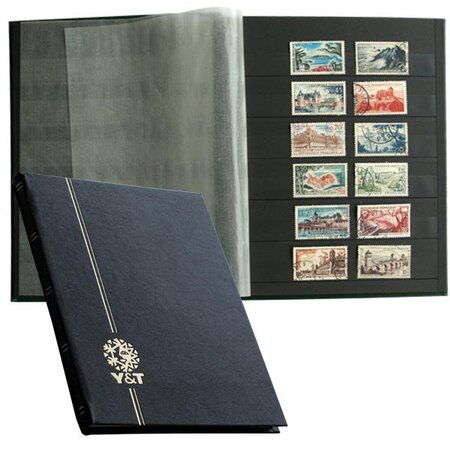 PERFECTA : Classeur fixe pour timbres (Petit modèle-Pages Noires-32p. Noir)