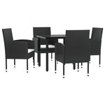 vidaXL Ensemble à manger de jardin 5 Pièces noir résine tressée et acier