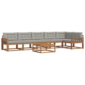 vidaXL Ensemble de canapés d'extérieur 7 Pièces Gris Naturel et Clair