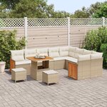 vidaXL Ensemble de canapé de jardin 12 Pièces Beige et crème polyrotin