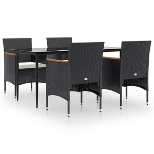 vidaXL Ensemble à manger de jardin avec coussins 5 Pièces Noir