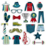 20 formes découpées pour scrapbooking - 100% Masculin