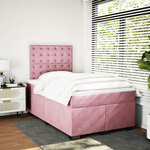 vidaXL Sommier à lattes de lit avec matelas Rose 120x200 cm Velours
