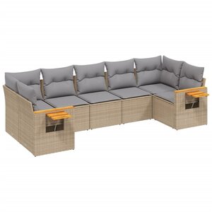 vidaXL Salon de jardin avec coussins 7 Pièces beige résine tressée