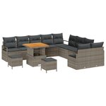 vidaXL Ensemble de canapé de jardin de 13 pièces avec coussins en rotin gris et acacia